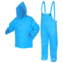OEM Service Waterproof Rainwear Hooded Rain Jacket and Bib Pants Overall Rain Suit for Men